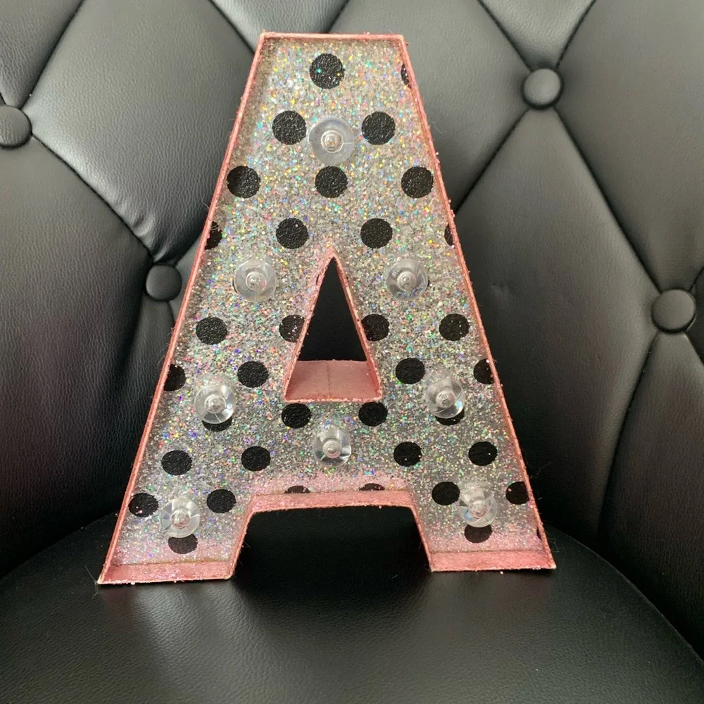 Justice Girls Polka Dot Initial Marquee Light -Letter A